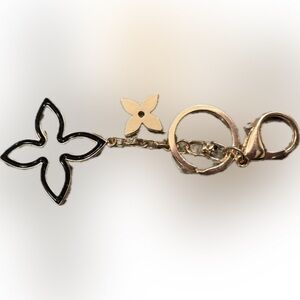 Fashion Bag Charm— Gold and Black/Rhinestone Reversible Flower-NWOT